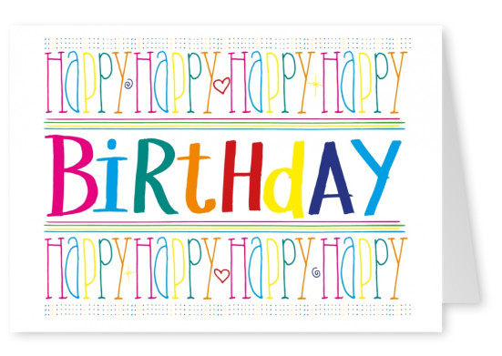 bunte happy birthday postkarte grusskarte