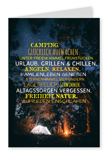 Postkarte Spruch Camping