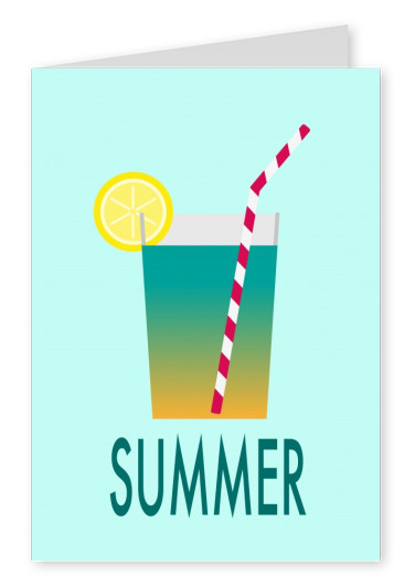 grusskarte mit cocktailglas auf türkisem Hintergrund
