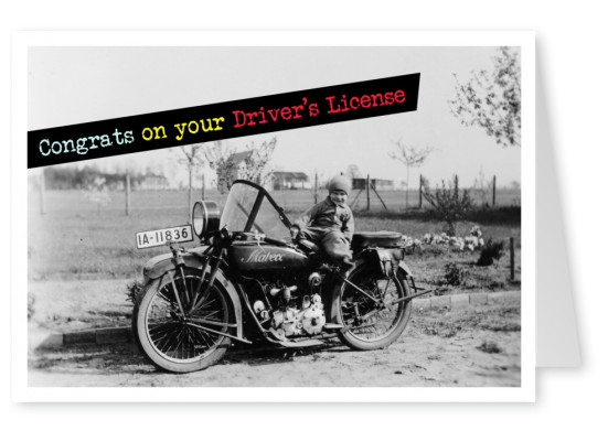 vintage Foto kleiner Junge auf Motorrad