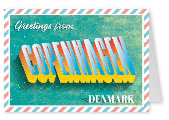 Retro Postkarte Kopenhagen, Dänemark