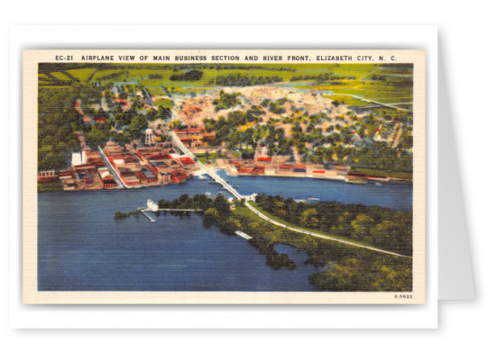 Elizabeth City, North Carolina, Main Buisness Section & River front from air