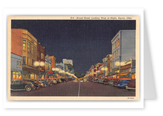 Elyria, ohio, Broad Street looking west at night