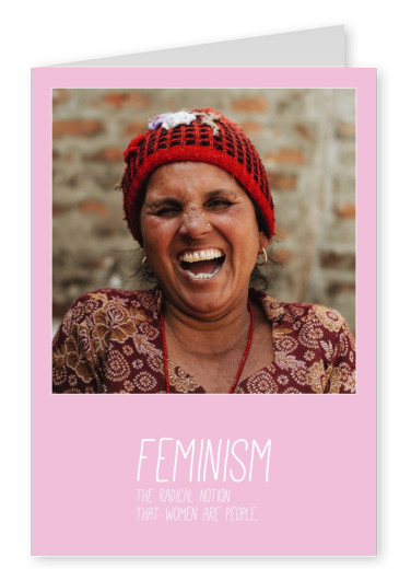 personalisierbare rosa Karte mit Feminismus Definition
