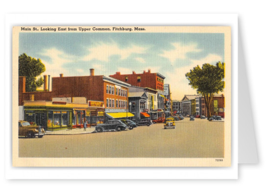 Fitchburg Massachusetts Main Street from Upper Common Looking East