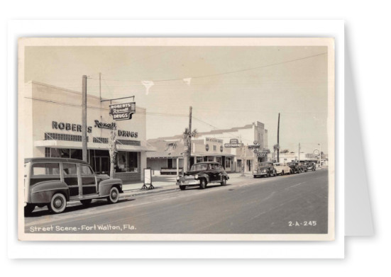 Fort Walton Florida Street Scene Rexell Drug Store