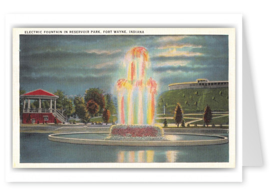 Fort Wayne Indiana Reservoir Park Electric Fountain at Night Scenic View