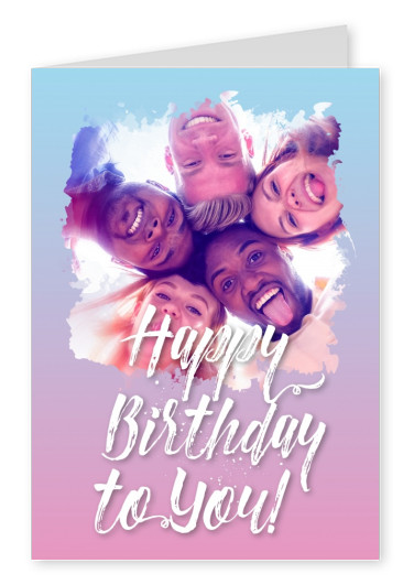 Happy birthday weisse Schrift mit pink blauem Hintergrundverlauf