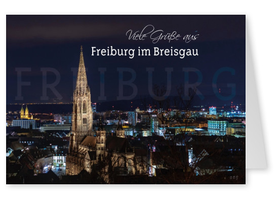 Foto Freiburger Münster nachts