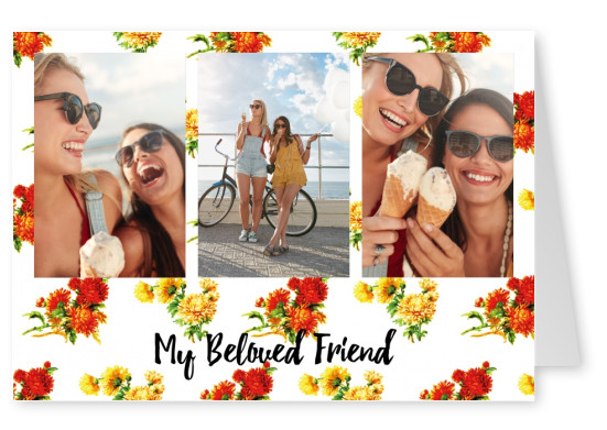 Blumenmuster worauf mit pinsel my love friend geschrieben ist