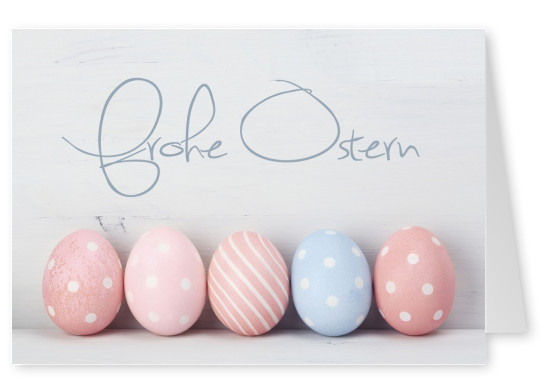 Ostereier in Pastellfarben mit Frohe OStern-Glückwünschen–mypostcard