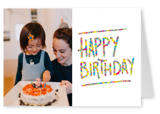 buntes happy birthday  als postkarte