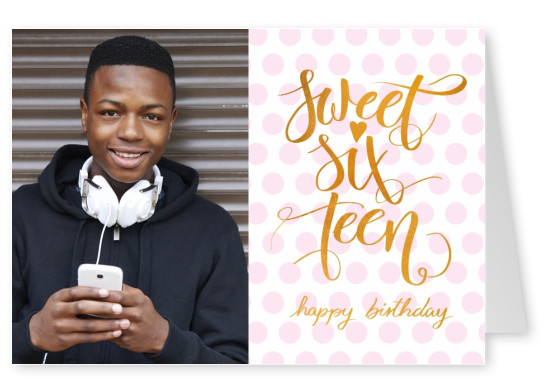 Sweet sixteen-Geburtstagskarte in rosa mit Handschrift