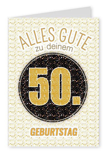 50 geburtstag postkarten design in schwarz gold edel look