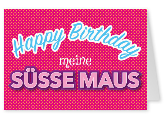 happy birthday postkarte suesse maus rosa postkarte