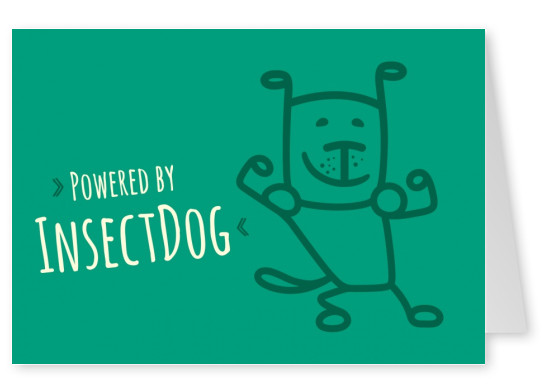 Grüne Grusskarte von greenpetfood mit Hund Illustration