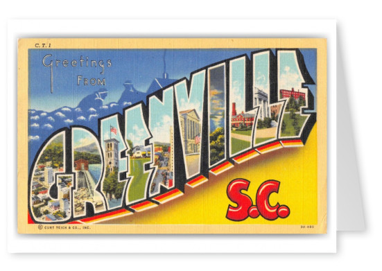 Greenville South Carolina Large Letter Greetings 