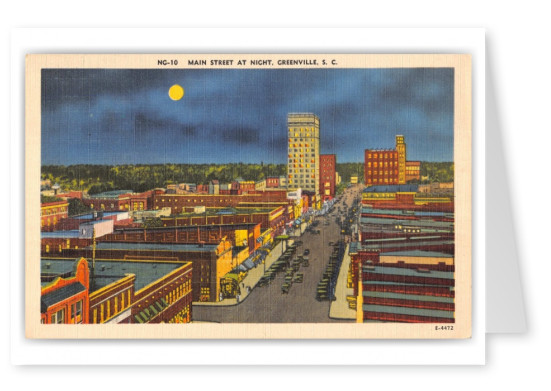 Greenville, South Carolina, night view of Main Street