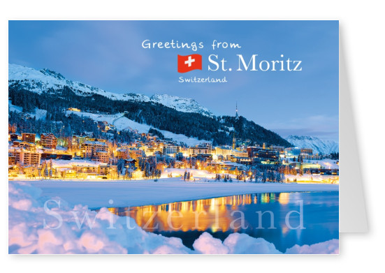 Sankt Moritz Postkarte Winter Nacht