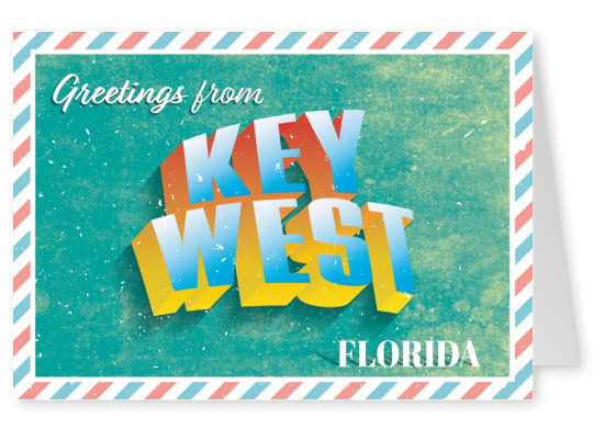 greetings from key west, florida in retro 3d schrift