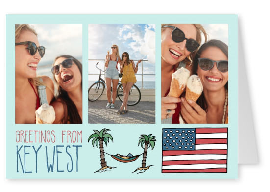 template mit Illustrationen von Key West USA Flagge und palmen