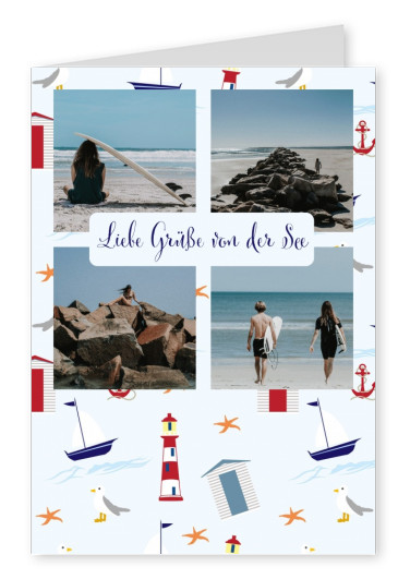 Postkarte Liebe Grüße von der See