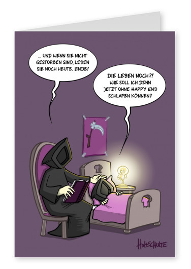 tot aber lustig Michael Holtschulte Cartoon Gute Nachtgeschichte vom Sensemann