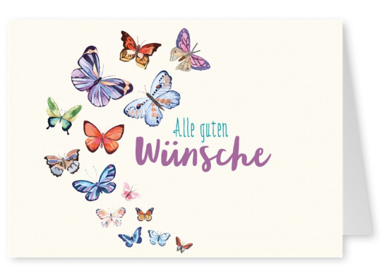 Geburtstagskarte alle guten WÃ¼nsche Schmetterling