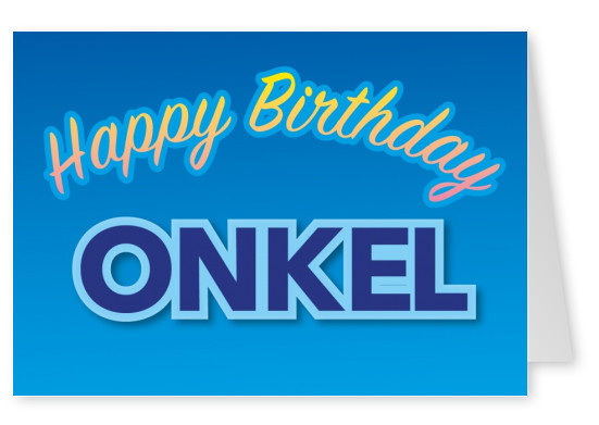 happy birthday onkel blaue postkarte