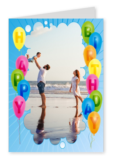 Happy Birthday Grafik: glauer himmel mit vielen Luftballons