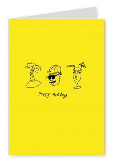 happy holidays. gelbe Karte mit Aufschrift