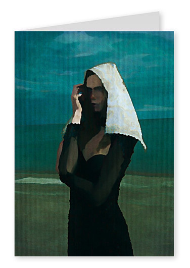 Kubistika Frau mit Kopftuch am Meer