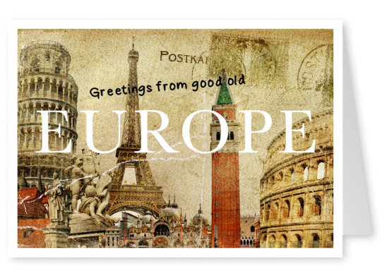 illustration collage europa postkarte