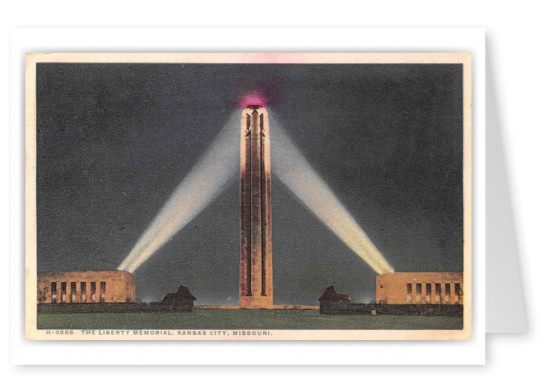 Kansas City Missouri Liberty Memorial Illuminated at Night