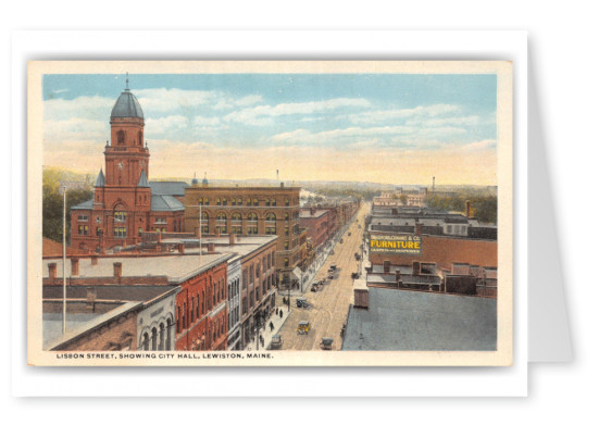 Lewiston, maine, Lisbon Street and City Hall