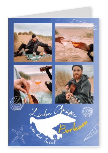 Postkarte Liebe Grüße von der Insel Borkum