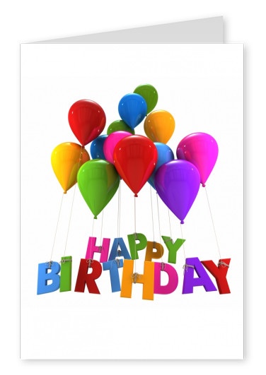 luftballons happy birthday motiv als postkarte