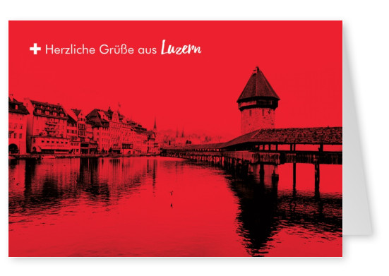 Foto Kapellbrücke Luzern in schweizerischen Farben
