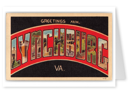 Lynchburg Virginia Greetings Large Letter Black Background