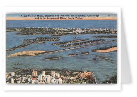 Miami Beach Florida Biscayne Bay Venetian and MacArthur Causeways