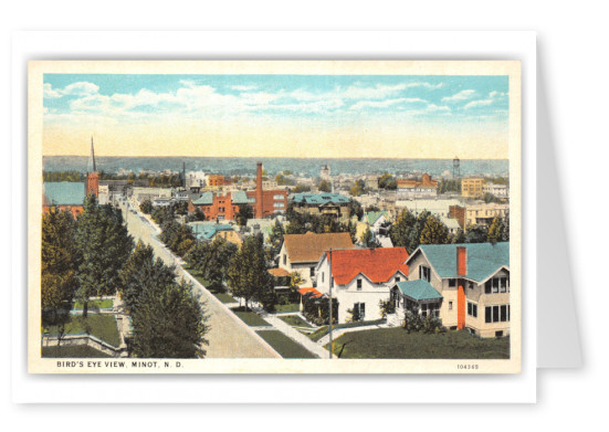 Minot, North Dakota, birds eye view of town