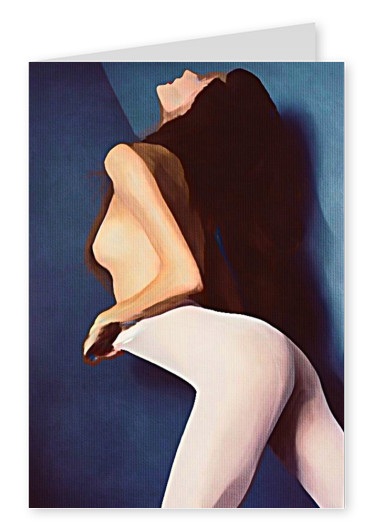 Kubistika Frau mit nacktem Oberkörper in Strumpfhose