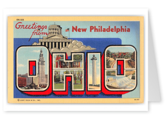 New Philadelphia Ohio Greetings Large Letter State Capitol