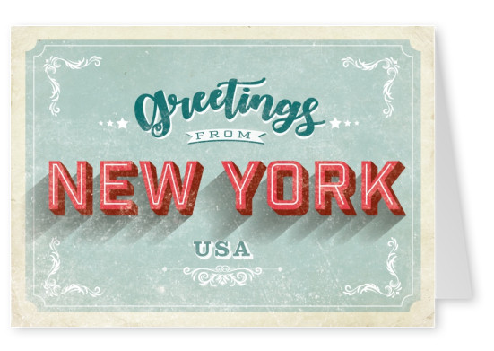 new york vintage buchstaben postkarte