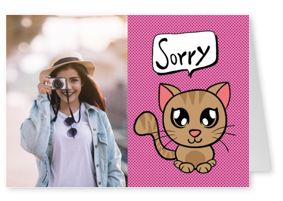 SÃ¼ÃŸe Katze Zeichnung Sprechblase sorry postkarte