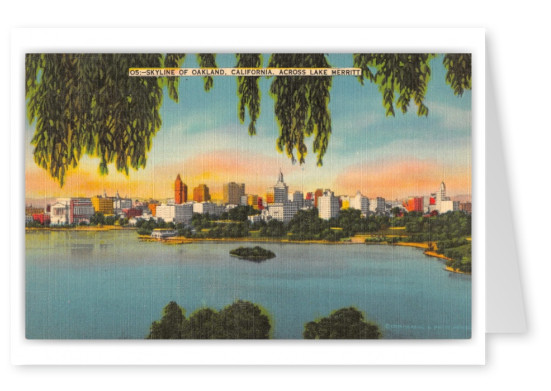 Oakland, California, skyline across Lake Merritt