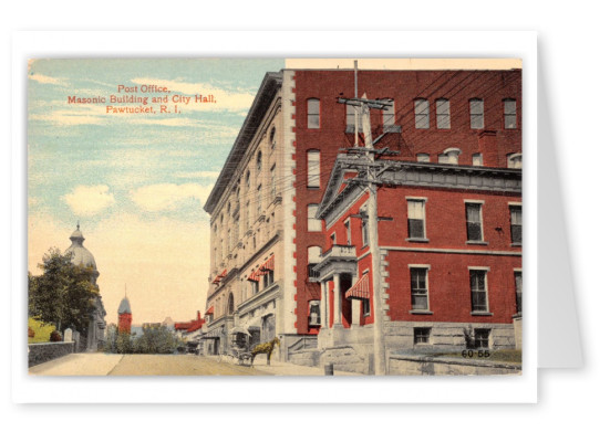 Pawtucket, Rhode Island, Post Office, Masonic Building and city hall