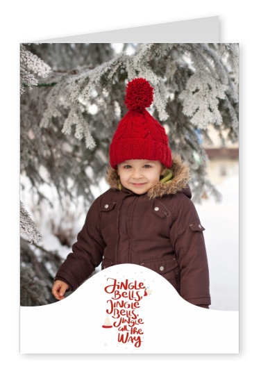 Personalisierbare Weihnachtskarte mit Jingle Bells Nachricht in weiß