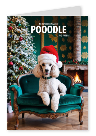 Postkarte Merry Christmas for poodle and friends