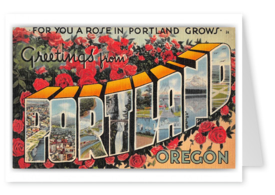 Portland Oregon Greetings Large Letter Roses